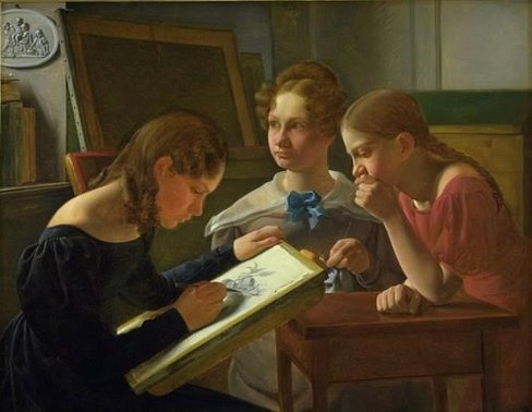 Tre unge pige. Kunstnerens sÃ¸stre Constantin Hansen 1827 SMK img0503.jpg